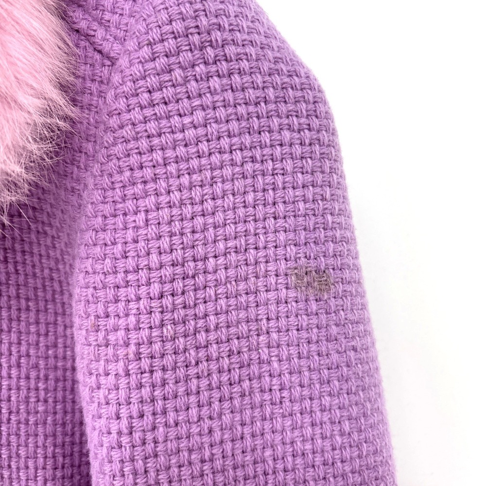 Y2K Marvin Richards Elegant Lavender Tweed Wool Blend‎ Dress Coat Fur Trim XS - Picture 5 of 15